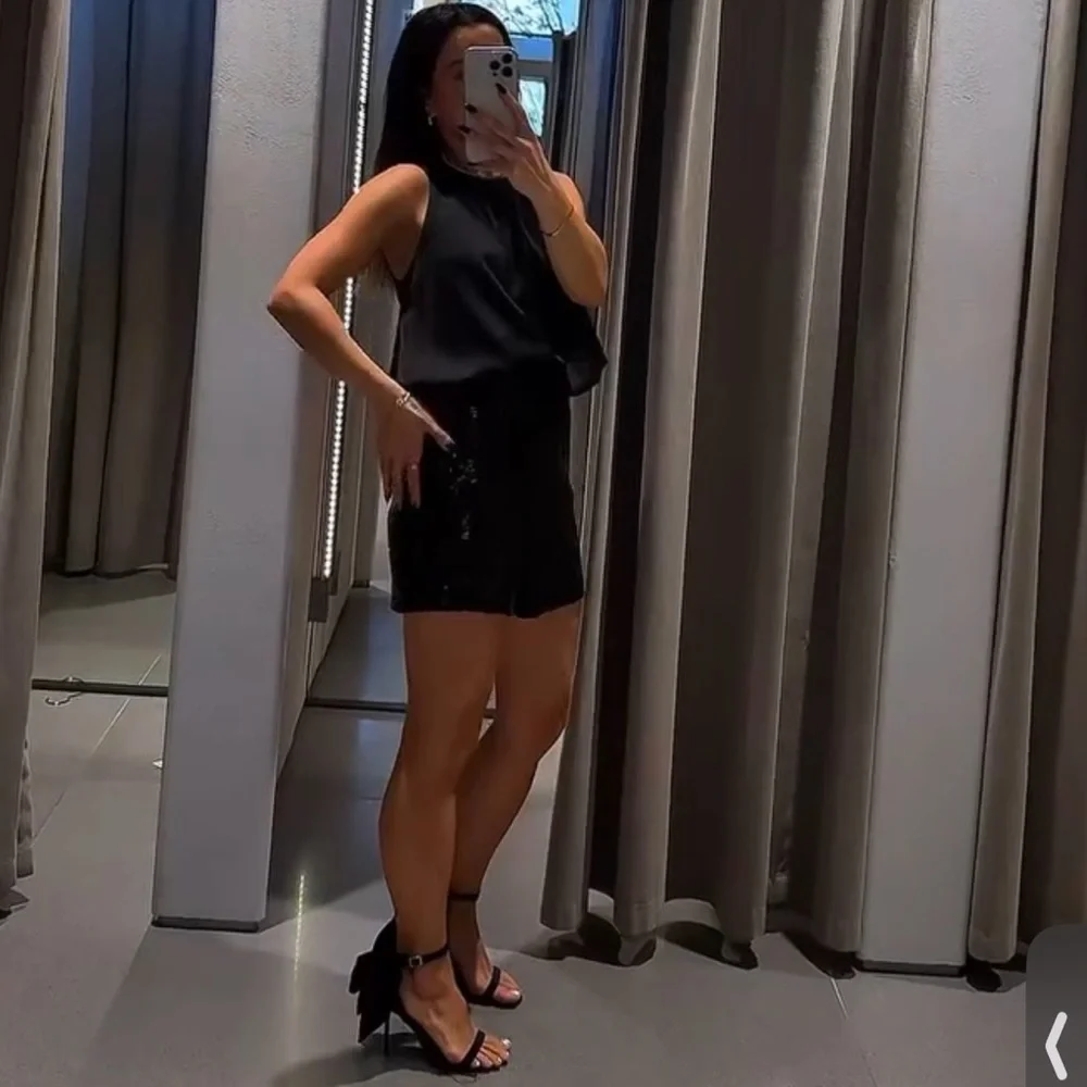 ZARA SEQUIN HIGH WAISTED SHORTS - Picture 8 of 16